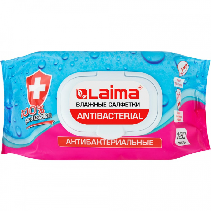 Антибактериальные влажные салфетки LAIMA Antibacterial