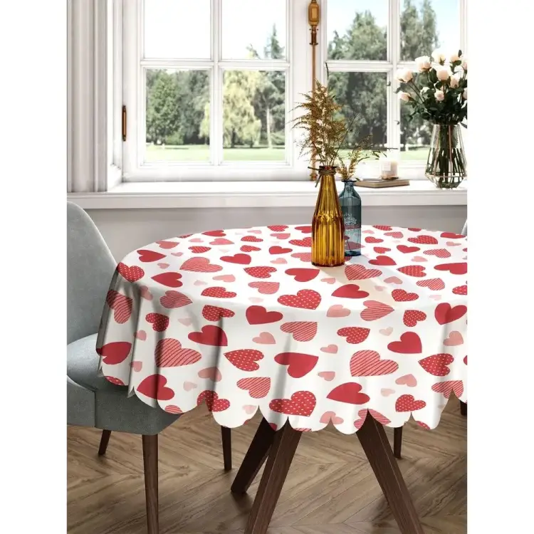 Круглая тканевая скатерть на стол JOYARTY Сердечки rtcf01_422643_150x150
