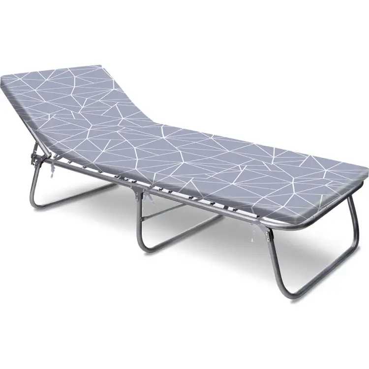 Раскладная кровать Nika НИКА с мягким матрасом РК4-М РК4-М/4 с линиями на сером