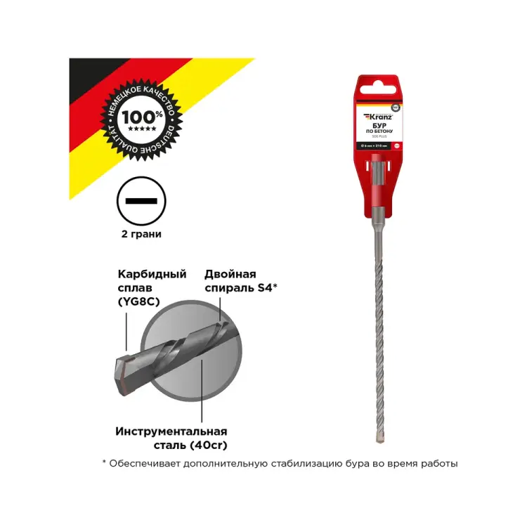 Бур sds-plus по бетону KRANZ KR-91-0017
