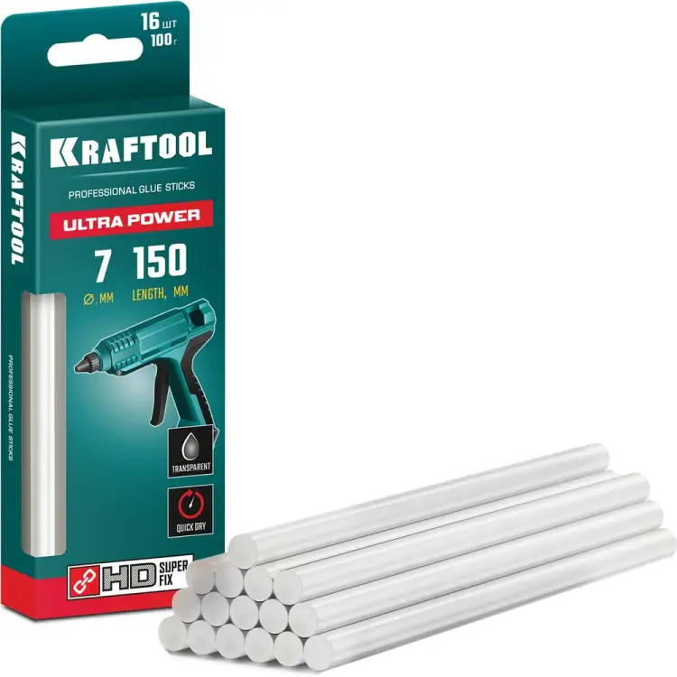 Ультрамощные клеевые стержни KRAFTOOL Ultra Power 06837-16 Ультрамощные клеевые стержни KRAFTOOL Ultra Power 06837-16