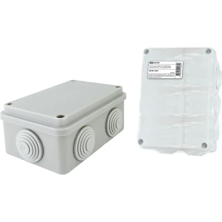 Распаечная коробка TDM ELECTRIC ОП 120х80х50мм, крышка, IP55, 6 вх. инд. штрихкод SQ1401-0505
