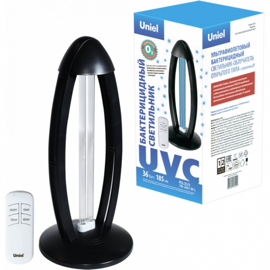 Настольный ультрафиолетовый бактерицидный светильник Uniel 36W/UVCO/RC