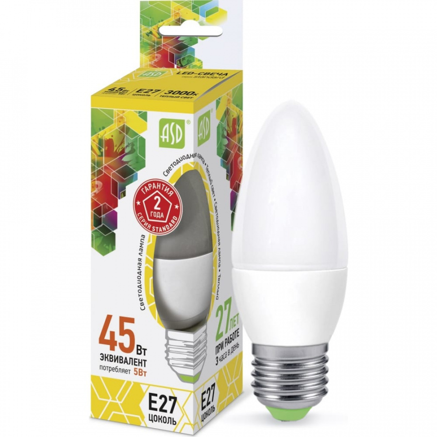 Светодиодная лампа ASD LED-СВЕЧА-standard