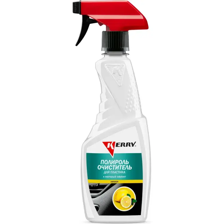 Полироль-очиститель для пластика салона KERRY с матовым эффектом, лимон, триггер 500 мл KR-505-1