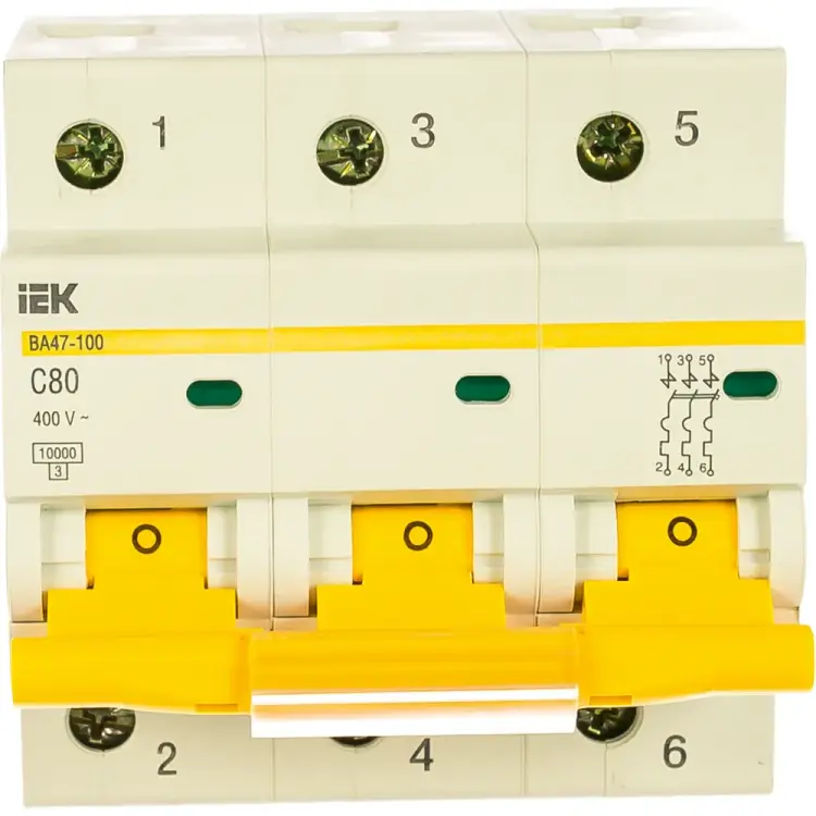 Модульный автомат IEK ВА 47-100 3п, C 80А, 10 кА MVA40-3-080-C
