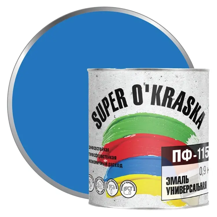 Эмаль super maler Голубой 0,9кг Лк-00005639