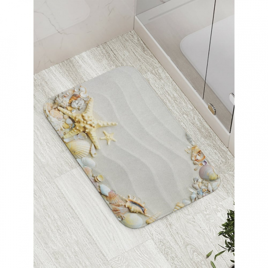 Противоскользящий коврик для ванной, сауны, бассейна JOYARTY Морская звезда среди ракушек