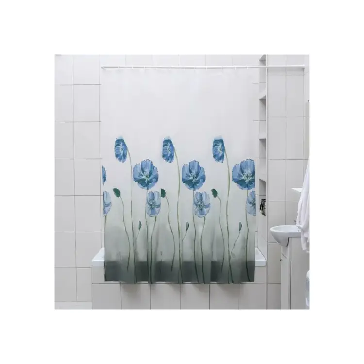 Штора для ванной Доляна Синие маки 3096010