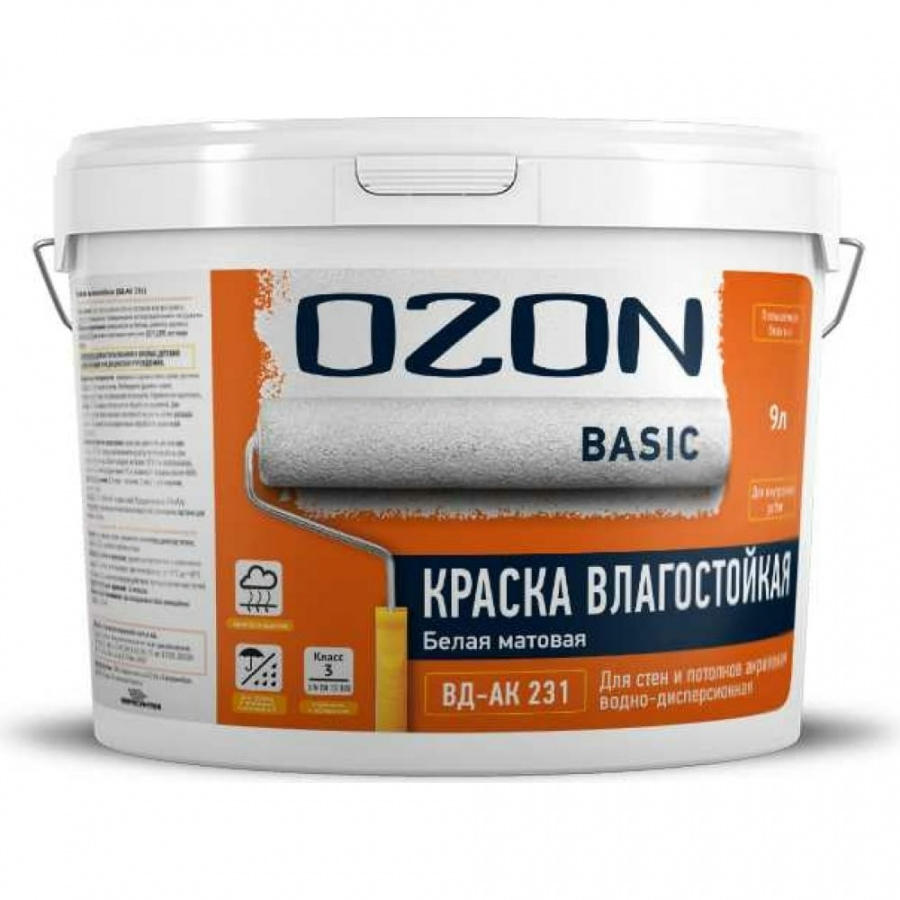 Влагостойкая интерьерная акриловая краска OZON ВД-АК 231