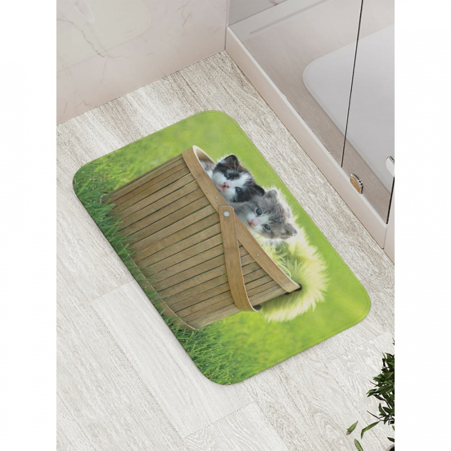 Противоскользящий коврик для ванной, сауны, бассейна JOYARTY Ведро с котиками