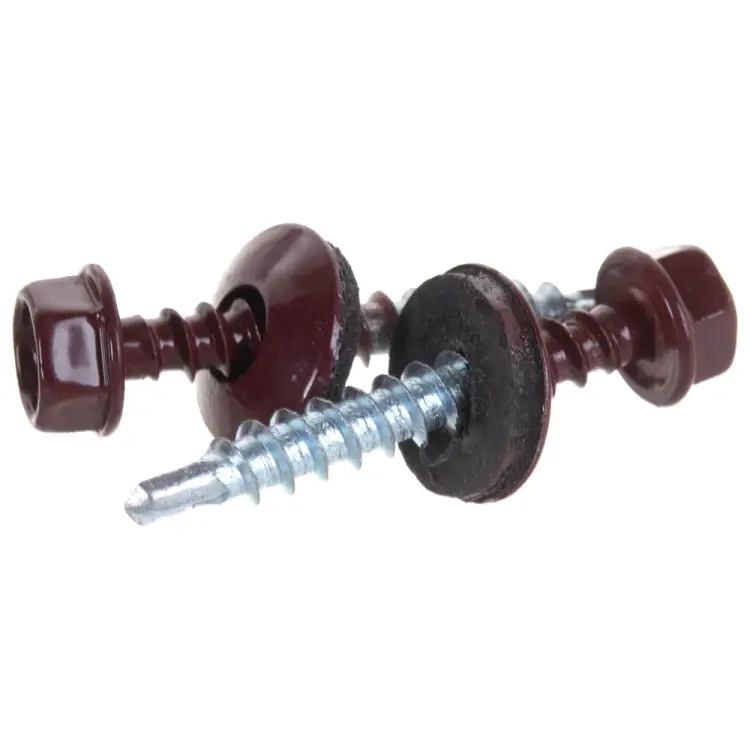 Кровельный саморез качественный крепеж 4,8/35 RAL300580 красное вино (80 шт.) 0300129