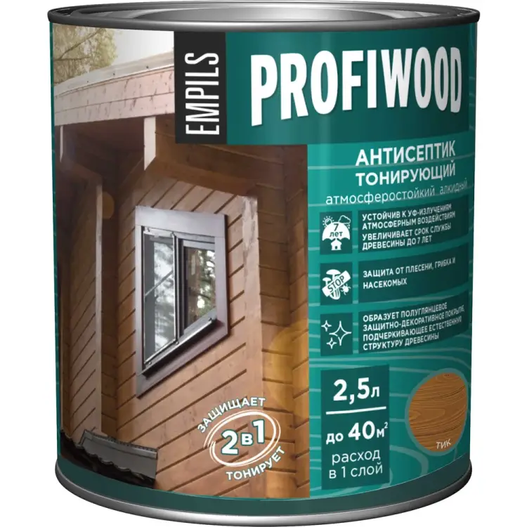 Тонирующий атмосферостойкий алкидный антисептик Profiwood 63864