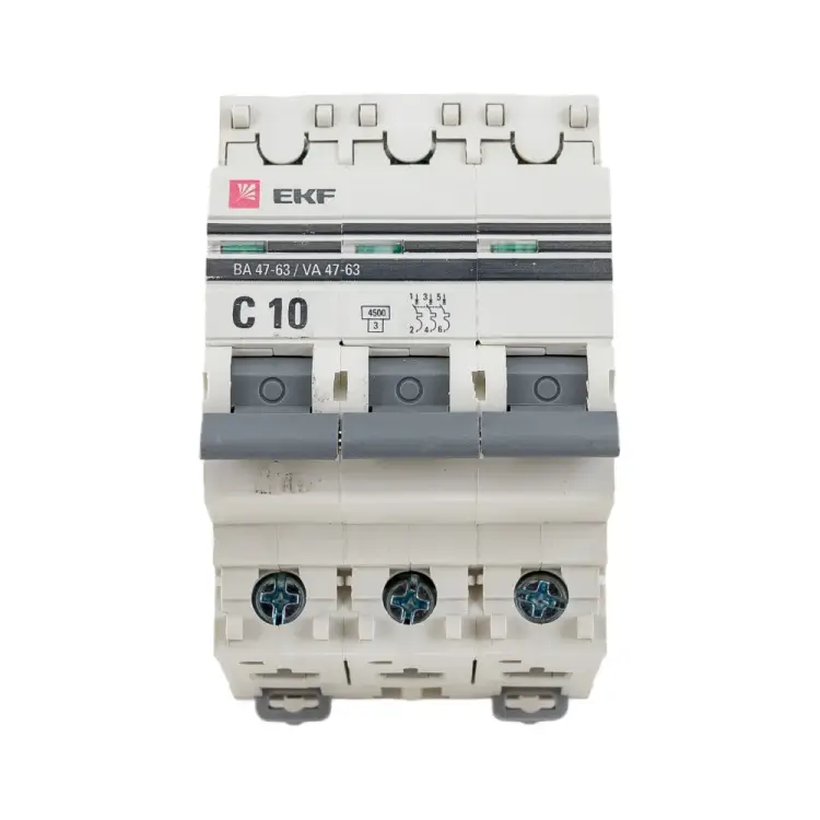 Трехполюсной автоматический выключатель EKF ВА47-63 mcb4763-3-10C-pro