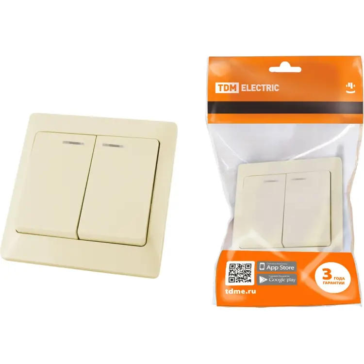 Двухклавишный выключатель TDM ELECTRIC Ильмень SQ1823-0104