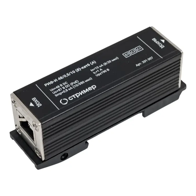 Устройство защиты от импульсных перенапряжений для информационных систем Стример РИФ-И 48/0,5/10 (8)-кат6 (А)  201007