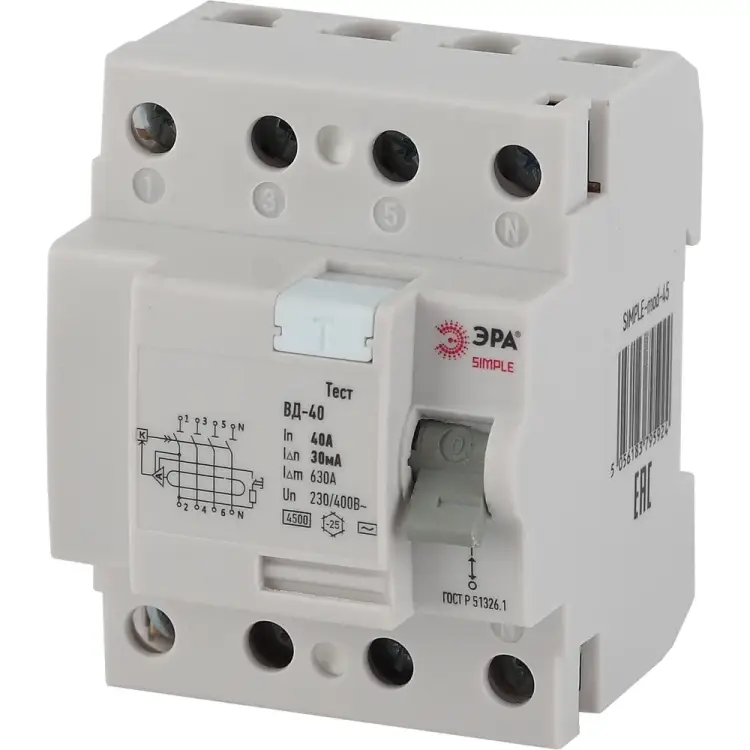 Электронное устройство защитного отключения ЭРА SIMPLE ВД-40 Б0039270