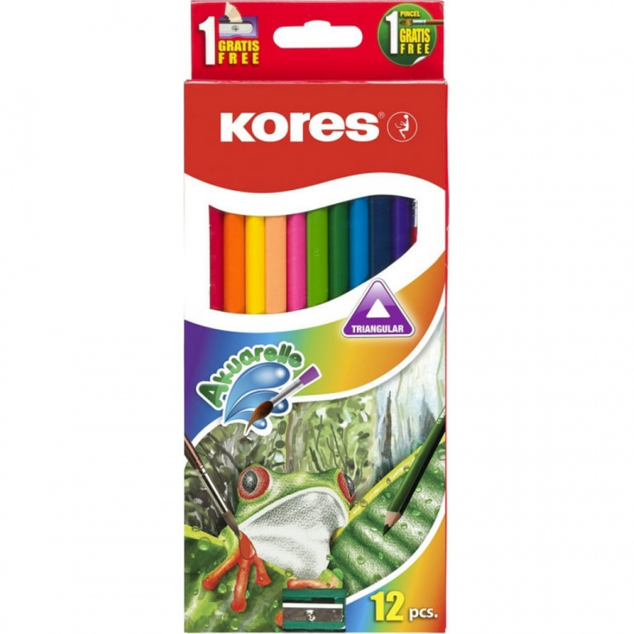 Трехгранные акварельные цветные карандаши Kores 93812 312700