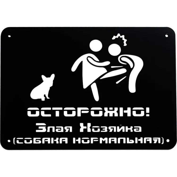 Табличка ООО СКП Осторожно, злая хозяйка, 30х21 см, сталь, порошковое покрытие Т-019 Табличка ООО СКП Осторожно, злая хозяйка, 30х21 см, сталь, порошковое покрытие Т-019