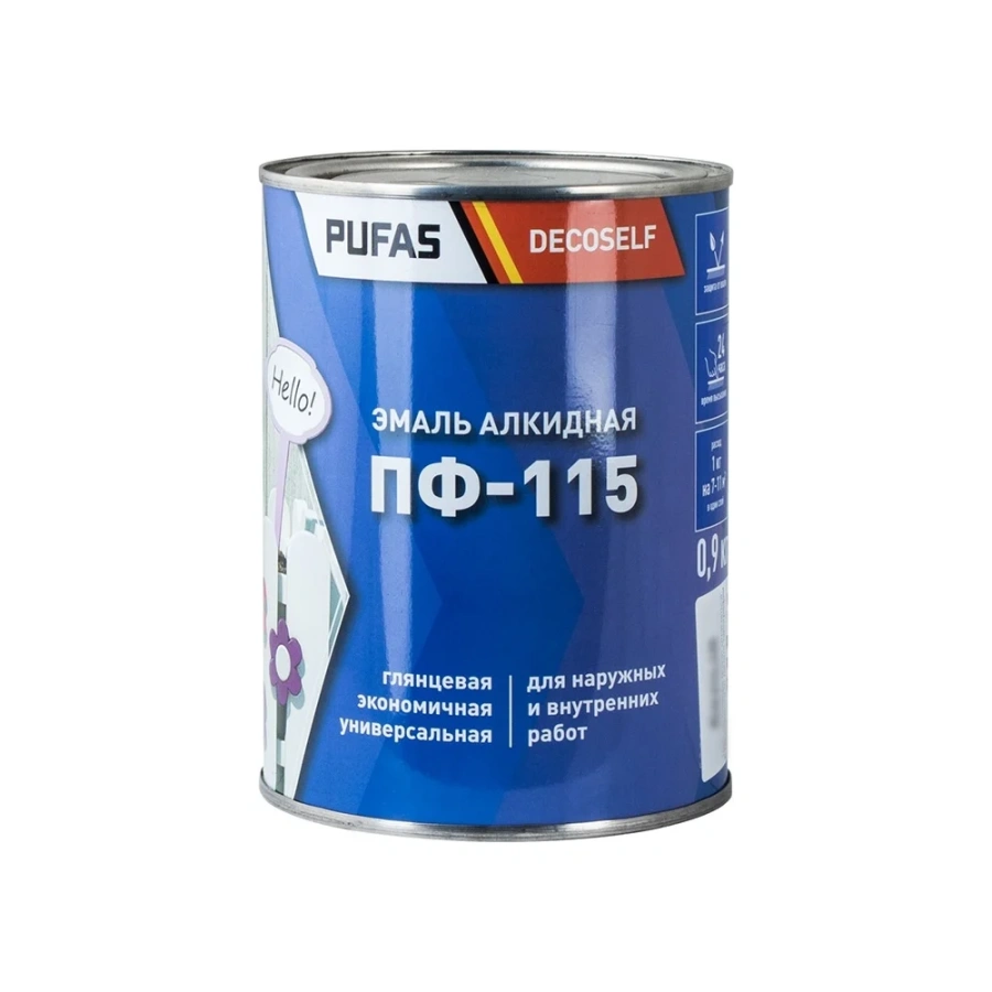 Эмаль Pufas ПФ-115 бирюзовая Decoself (0,9кг=0,67л) тов-206750