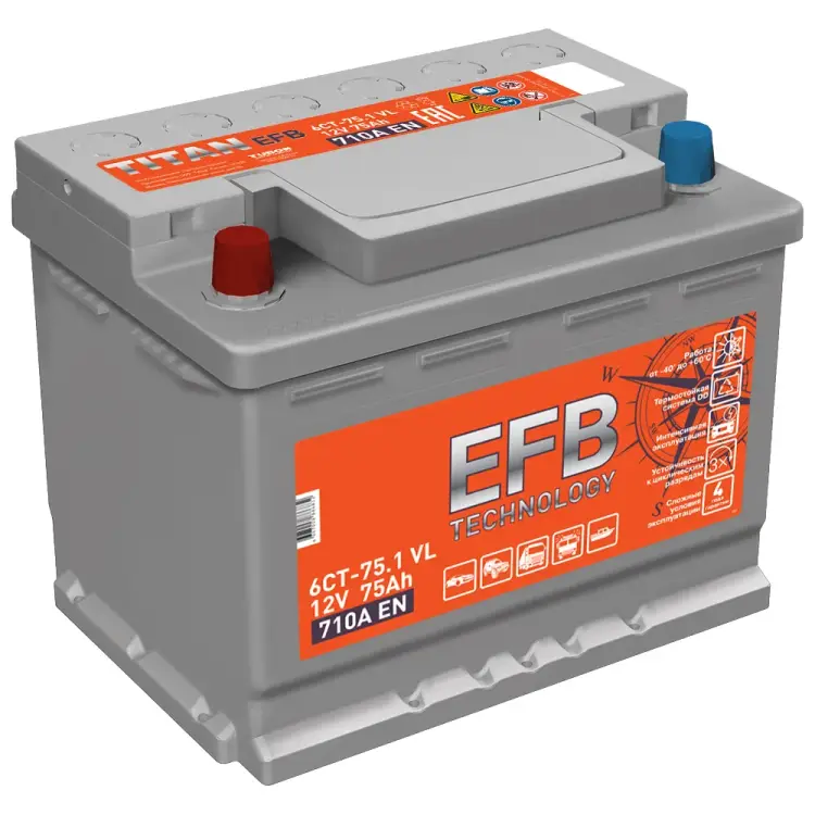 Аккумулятор TITAN EFB 75.1 VL 4607008886832