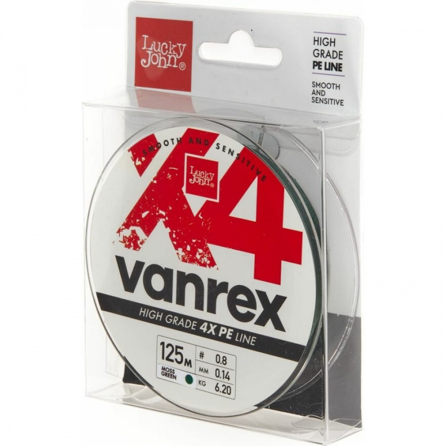 Плетеная леска Lucky John Vanrex х4 BRAID Moss Green 125/014