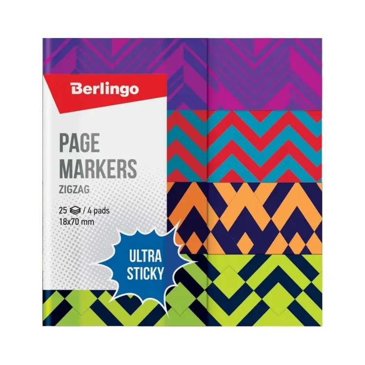 Флажки-закладки Berlingo ultra sticky zigzag LSz_41132