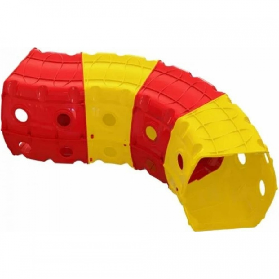 Игровой туннель для ползания Doloni из 4-х секций, желто-красный, 1х1.5х0.5 м