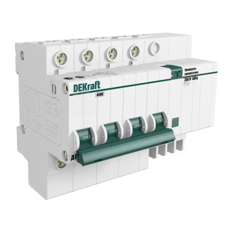 Дифавтомат DEKraft ДИФ-101 4п 60A 30мА 4.5кА AC 8мод. 15026DEK 121969