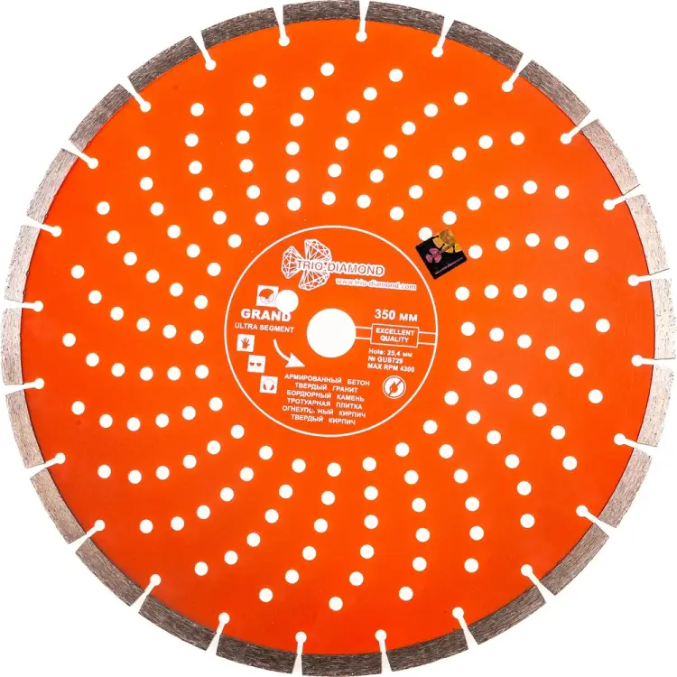 Сегментный отрезной алмазный диск TRIO-DIAMOND Grand hot press GUS729 GUS729 Сегментный отрезной алмазный диск TRIO-DIAMOND Grand hot press GUS729 GUS729