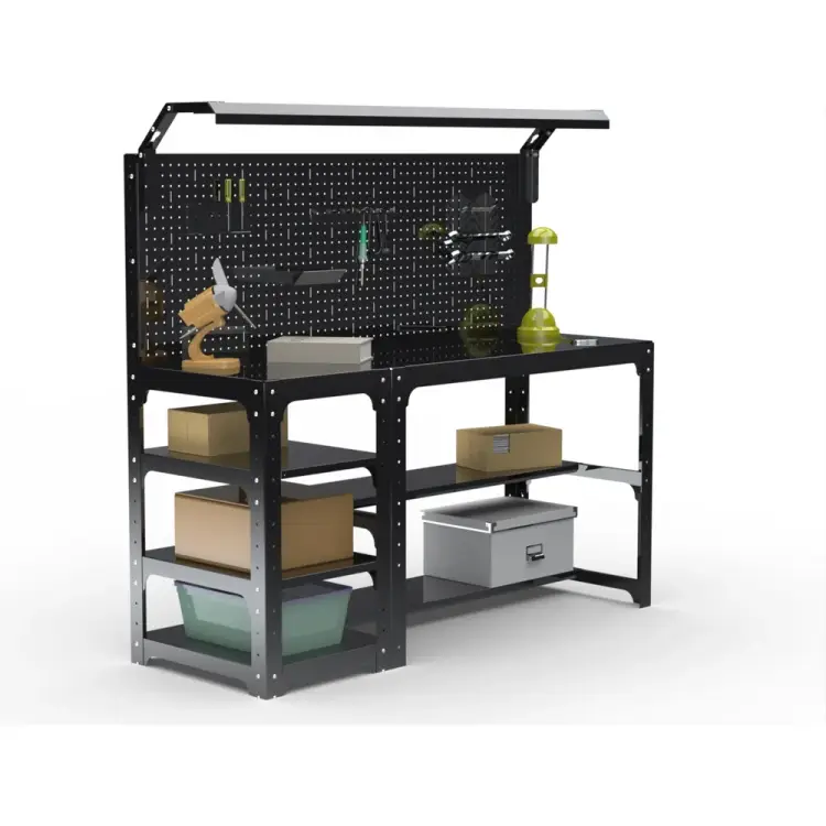 Стол металлический ООО Металекс серия KIT 750х1400х400 мм, с боковыми полками, серый 201632