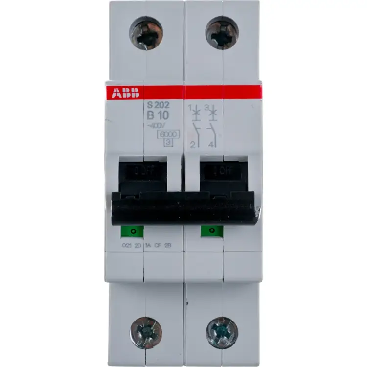 Двухполюсной автоматический выключатель ABB S202 2CDS252001R0105