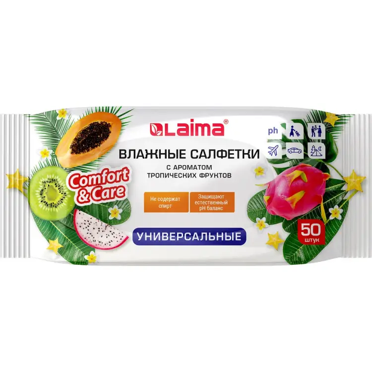 Универсальные очищающие влажные салфетки для всей семьи LAIMA 128076