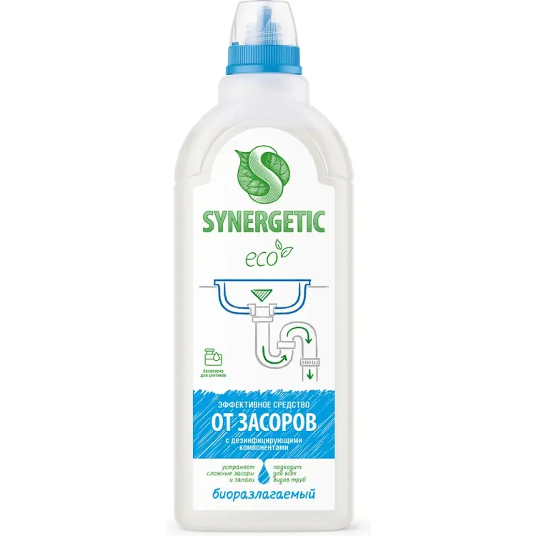 Биоразлагаемое средство для прочистки канализационных труб для всех труб и септиков SYNERGETIC 108100/8