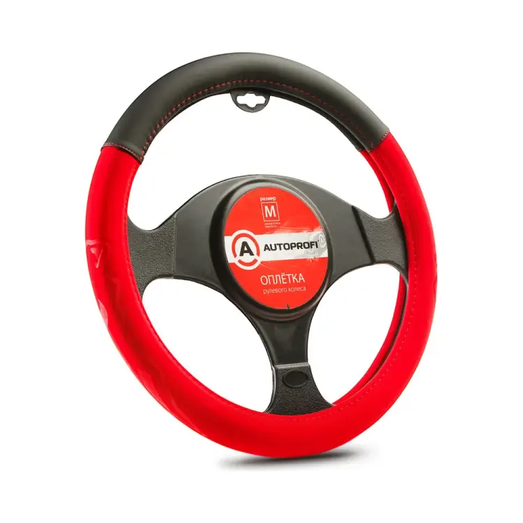Оплетка руля AUTOPROFI AP-2022 BK RD M