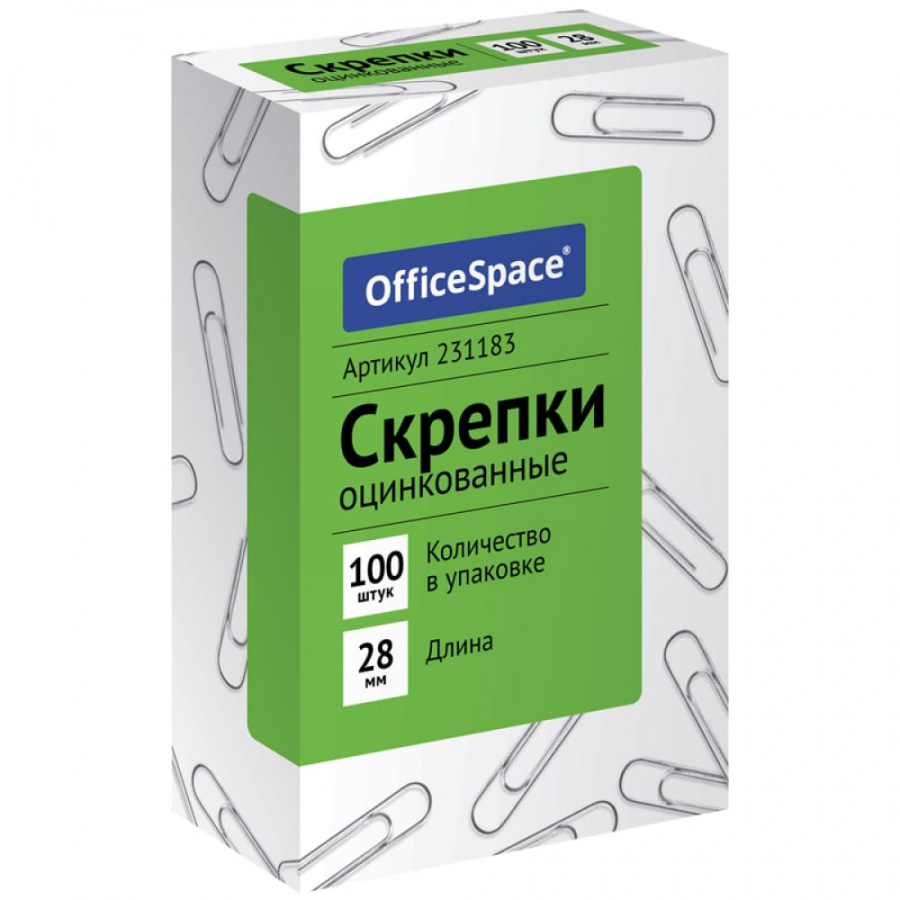 Оцинкованные скрепки OfficeSpace 231183