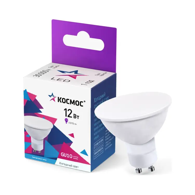 Светодиодная лампа КОСМОС LkecLED12wGU10C65