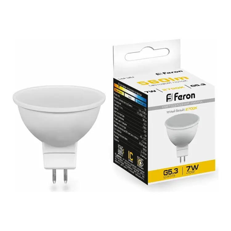 Светодиодная лампа FERON LB-26 MR16 G5.3 7W 2700K 25235