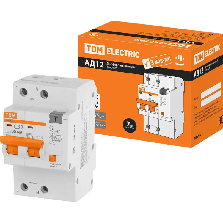 Дифференциальный автомат TDM ELECTRIC АД12 SQ0204-0148