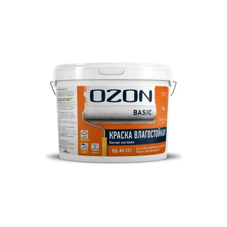Влагостойкая интерьерная акриловая краска OZON ВД-АК 231 ВД-АК-231-14