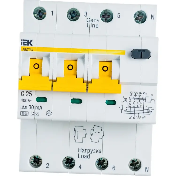 Автоматический выключатель дифференциального тока IEK АВДТ-34 MAD22-6-025-C-30
