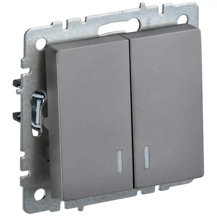 Двухклавишный выключатель IEK Brite вс10-2-1-брс BR-V20-1-10-K46