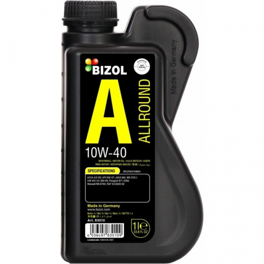 НС-синтетическое моторное масло Bizol Allround 10W-40 SN, A3/B4 MA2