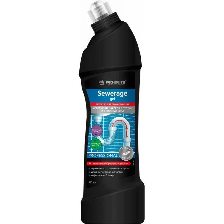 Средство для устранения засоров в трубах и профилактики PRO-BRITE Sewerage gel 1591-075