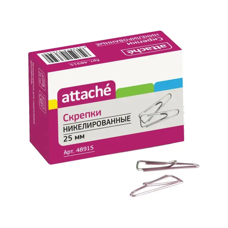 Треугольные никелированные скрепки Attache 48915