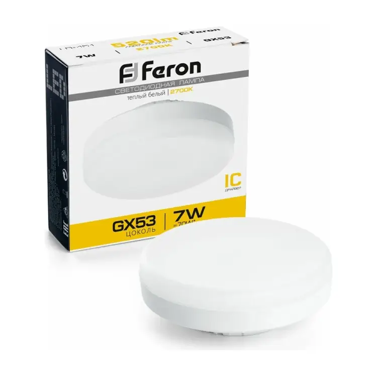 Светодиодная лампа FERON LB-451 7W 230V GX53 2700K 25831