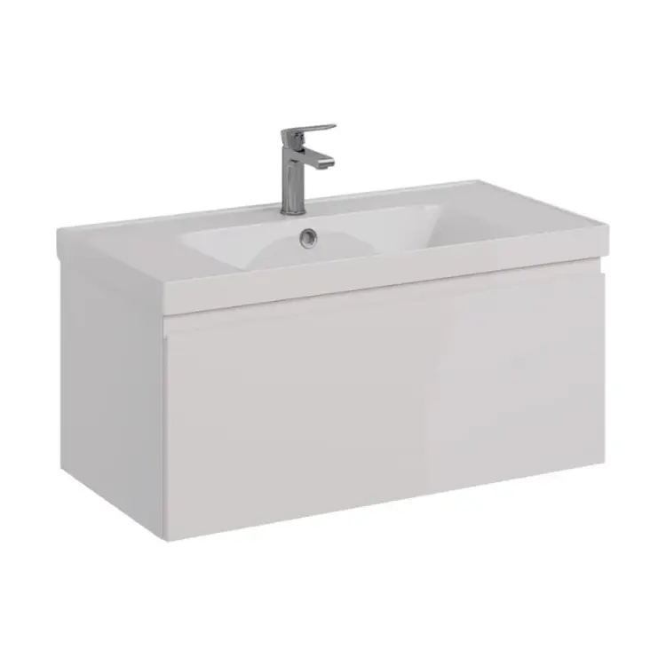 Тумба Lemark VEON MINI 90 см под 1 раковину, подвесная, с 1 ящик, цвет корпуса, фасада: Белый глянец LM02VM90T Тумба Lemark VEON MINI 90 см под 1 раковину, подвесная, с 1 ящик, цвет корпуса, фасада: Белый глянец LM02VM90T