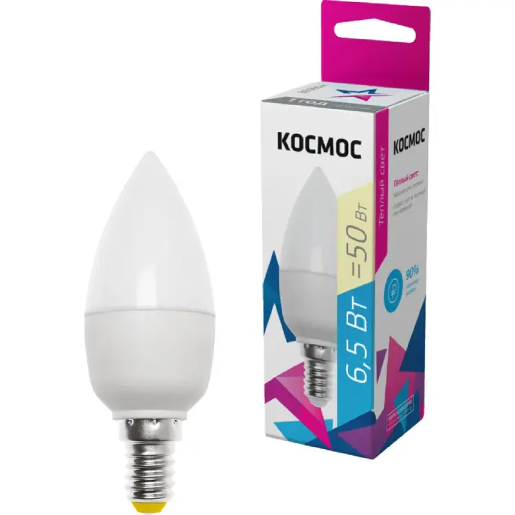 Светодиодная лампа КОСМОС LED Экономик CN 6.5Вт 220В E14 3000К LkecLED6.5wCNE1430