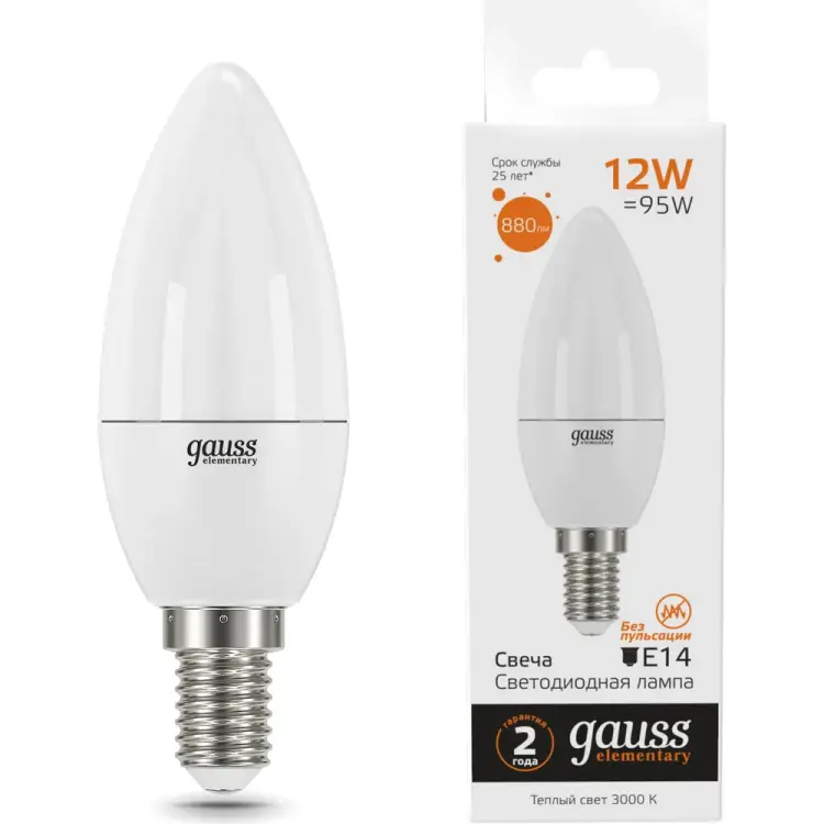 Лампа Gauss LED Elementary Свеча 33112