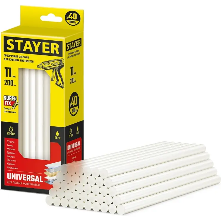 Стержень по пластику/стеклу для клеевого пистолета STAYER 2-06821-T-S40 Стержень по пластику/стеклу для клеевого пистолета STAYER 2-06821-T-S40